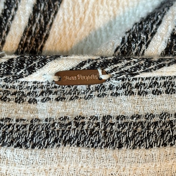 Sz M Free People Lily Tunic Cotton Striped Dress Boho light Neutrals black cream - Picture 10 of 11